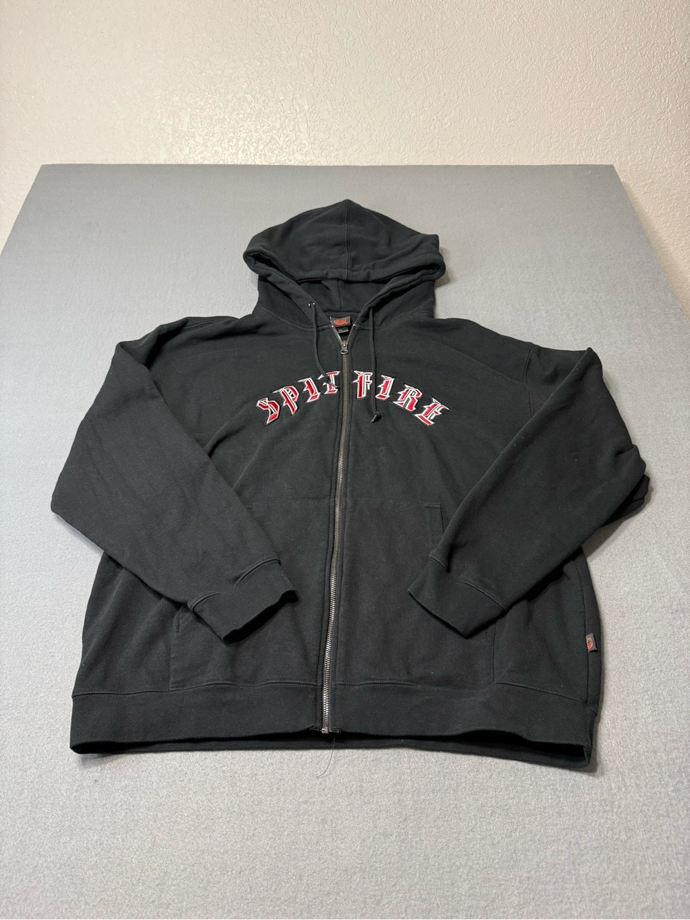 Spitfire Wheels Mens XL Black Old English Arc Logo Zip Up Skate Hoodie Bighead